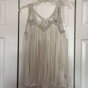 ANTHROPOLOGIE WHITE FLOWY TANK TOP BARELY WORN